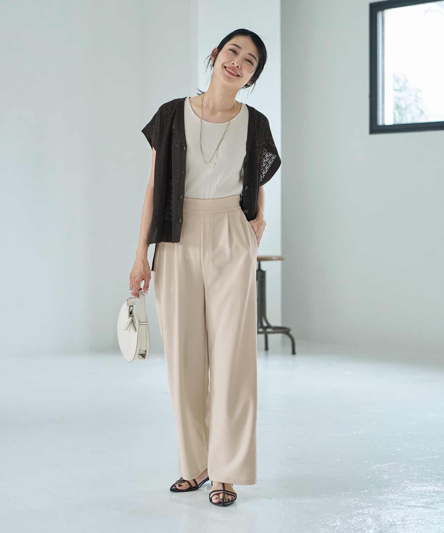 STYLE DELI「【ドライ質感】透かし編みカーディガン」|ニット・セーター|