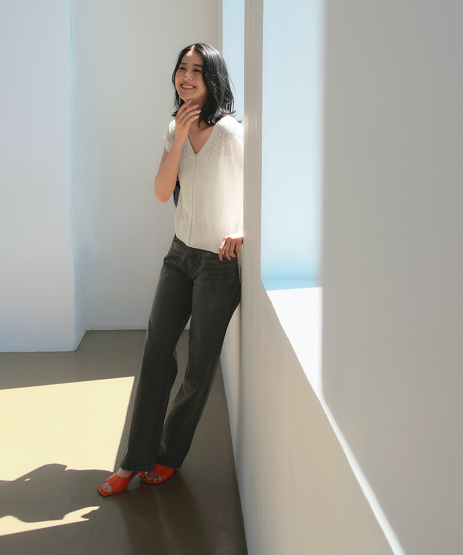 STYLE DELI「【ドライ質感】透かし編みカーディガン」|ニット・セーター|