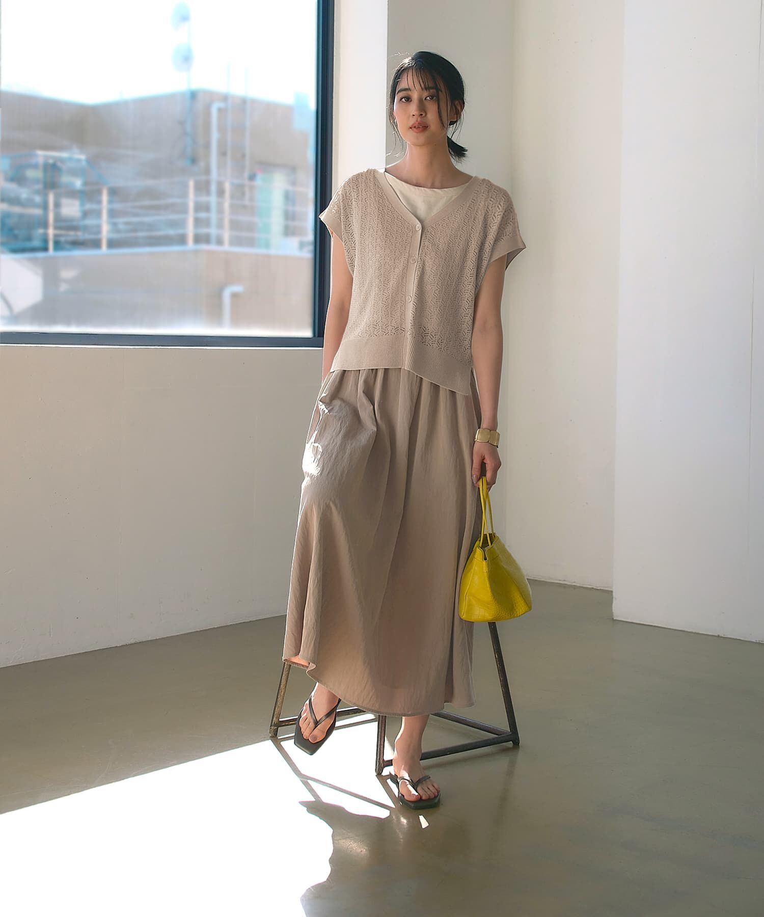 STYLE DELI「【ドライ質感】透かし編みカーディガン」|ニット・セーター|