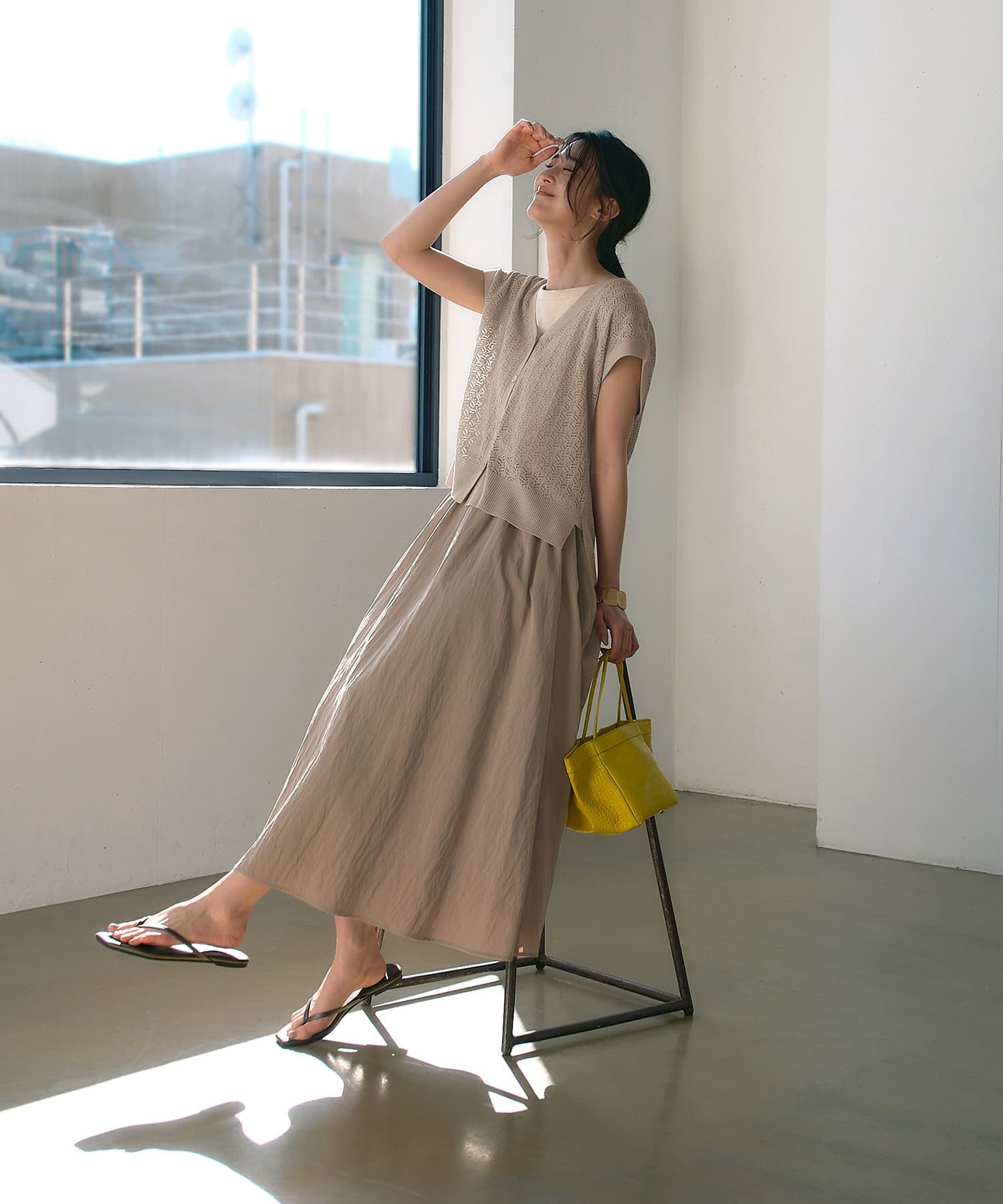 STYLE DELI「【ドライ質感】透かし編みカーディガン」|ニット・セーター|