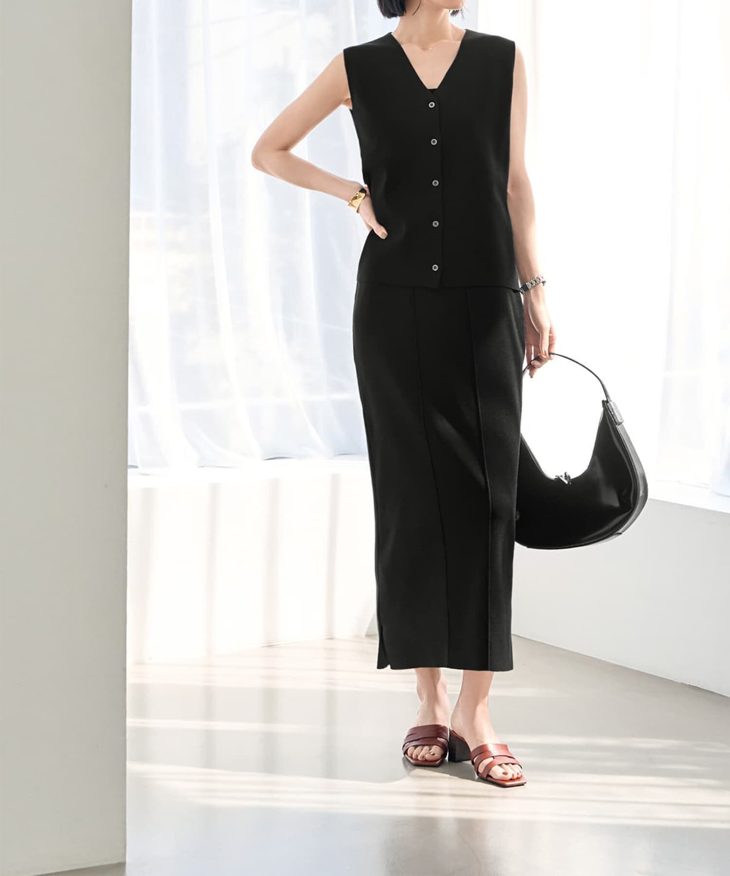 STYLE DELI「【LUXE】シャリ感ソウバリニットベスト」|ベスト・ジレ|