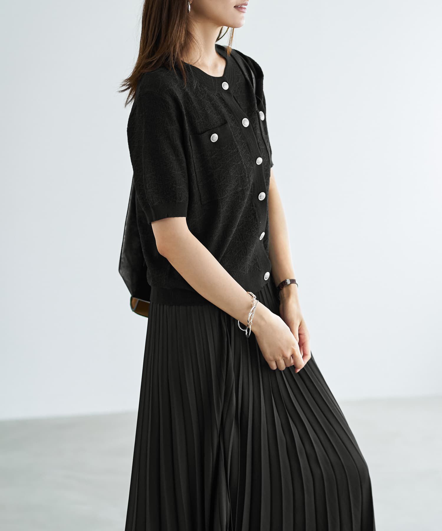 STYLE DELI「表面感のあるノーカラージャケット風カーデtops」|カーディガン|