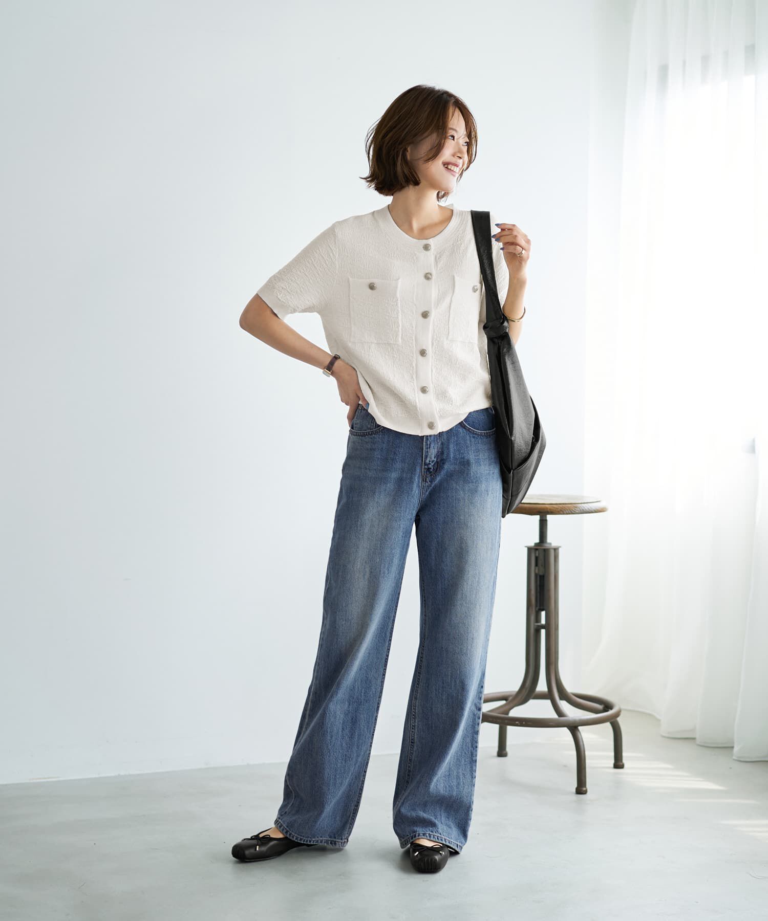 STYLE DELI「表面感のあるノーカラージャケット風カーデtops」|カーディガン|