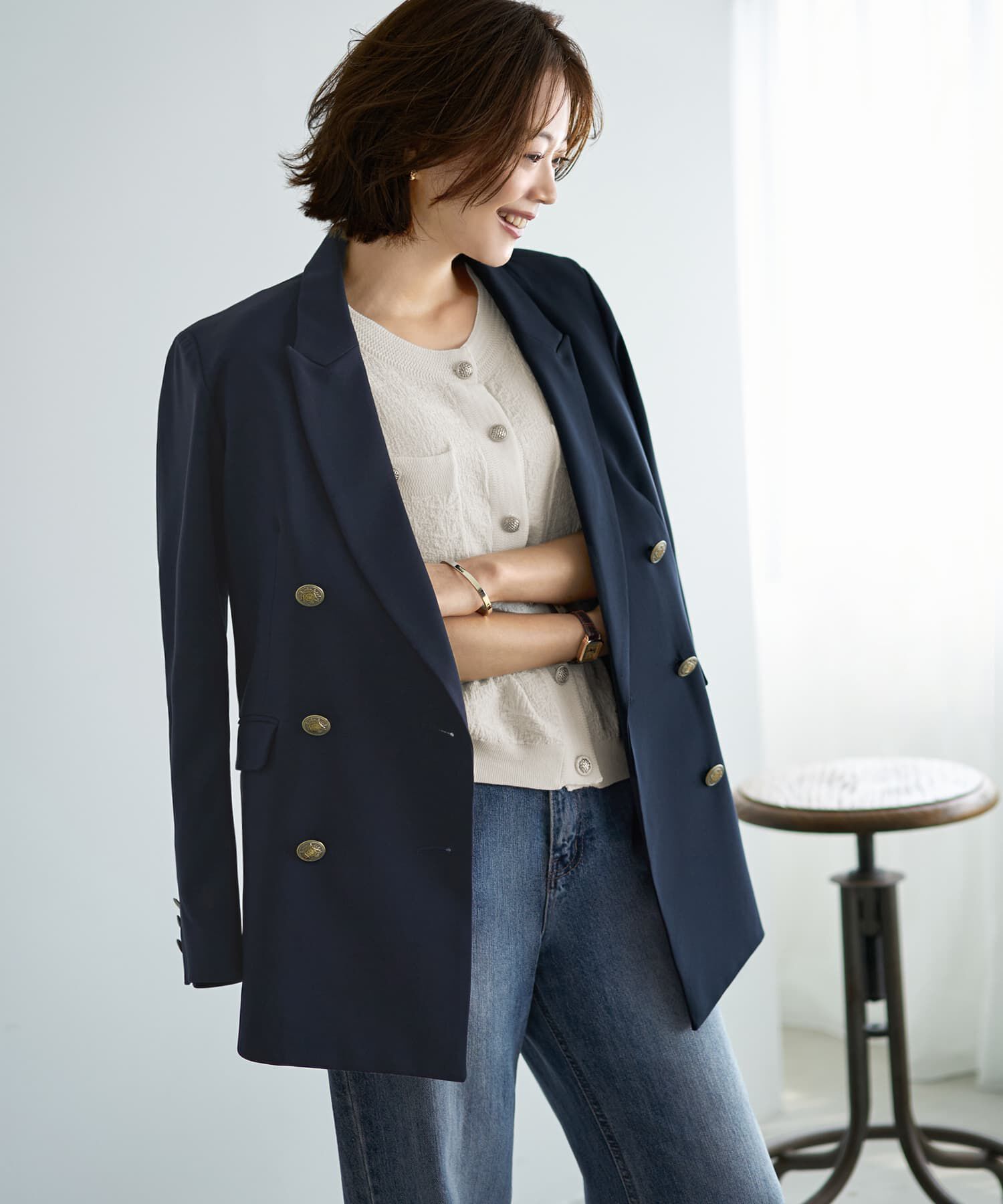 STYLE DELI「表面感のあるノーカラージャケット風カーデtops」|カーディガン|