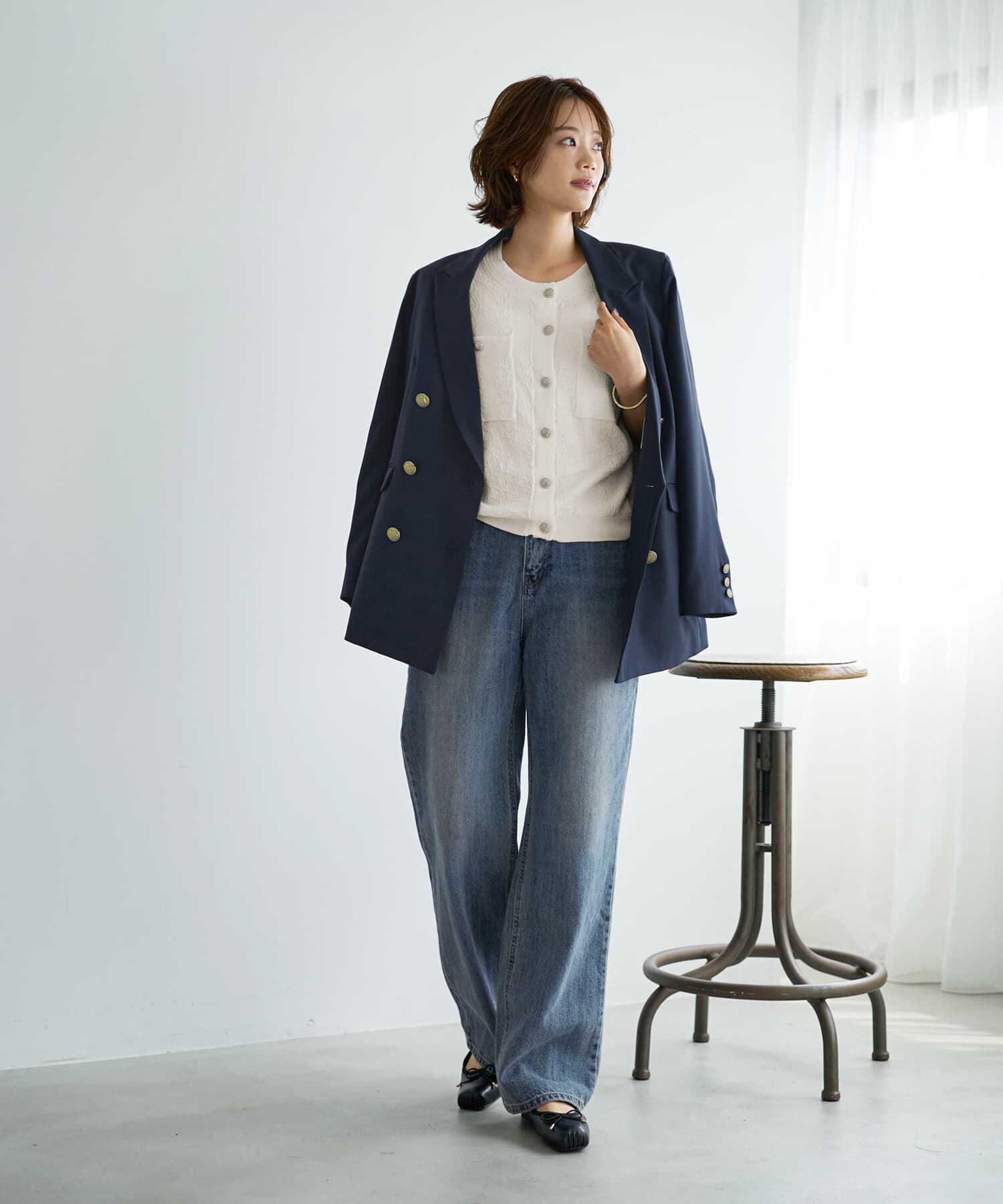 STYLE DELI「表面感のあるノーカラージャケット風カーデtops」|カーディガン|