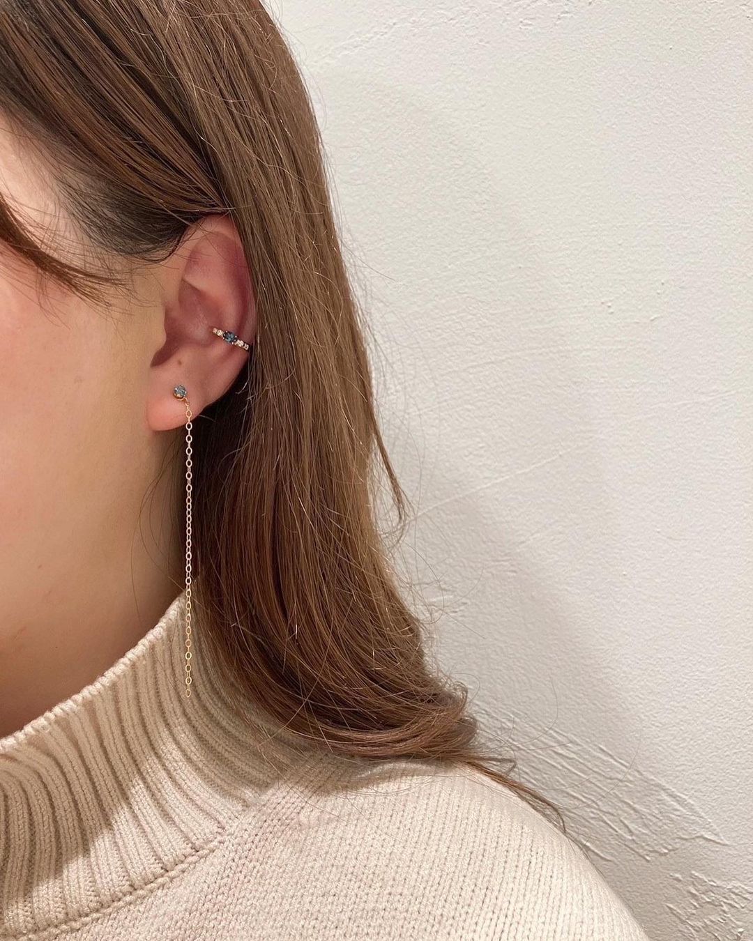  「K14GF ロンドンブルートパーズ&times;パール 2WAY ロングチェーンピアス」|ピアス|