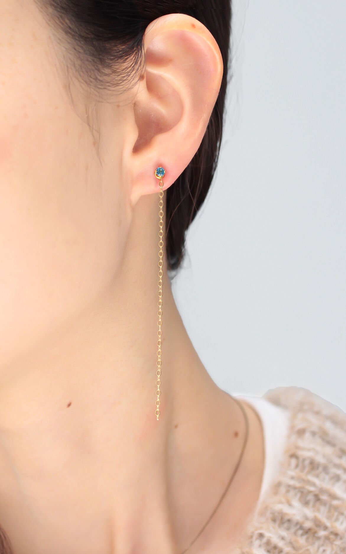  「K14GF ロンドンブルートパーズ&times;パール 2WAY ロングチェーンピアス」|ピアス|