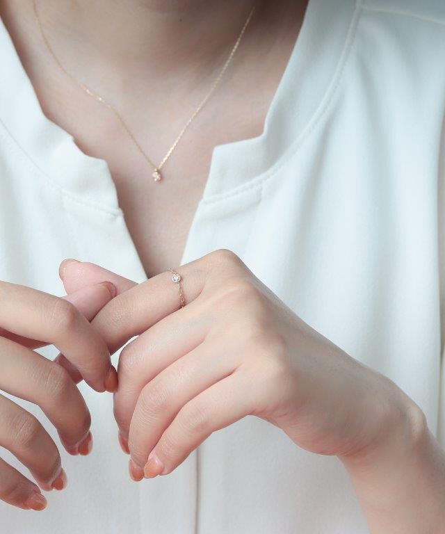  「Fri K10 一粒 ダイヤモンド チェーンリング」|リング|