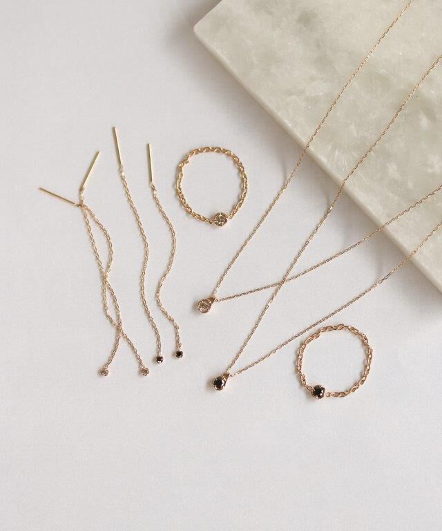  「Fri K10 一粒 ダイヤモンド チェーンリング」|リング|