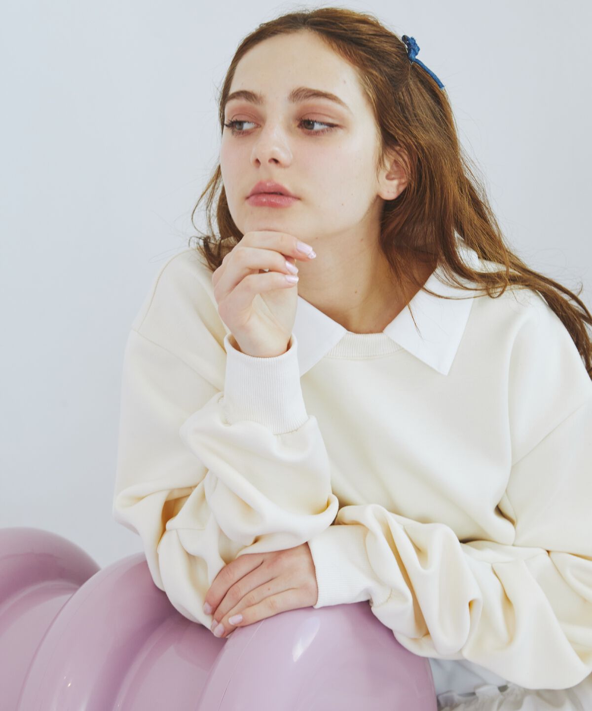 REDYAZEL「襟つきタックスリーブトップス」|Tシャツ・カットソー|