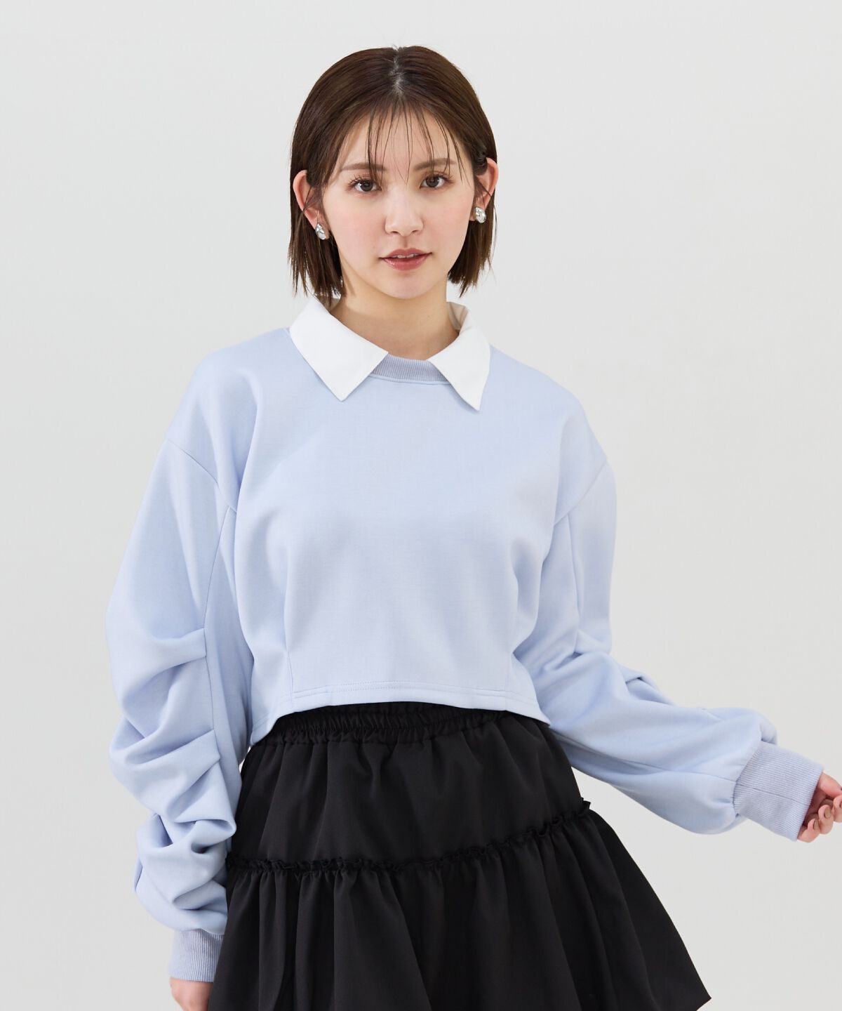 REDYAZEL「襟つきタックスリーブトップス」|Tシャツ・カットソー|