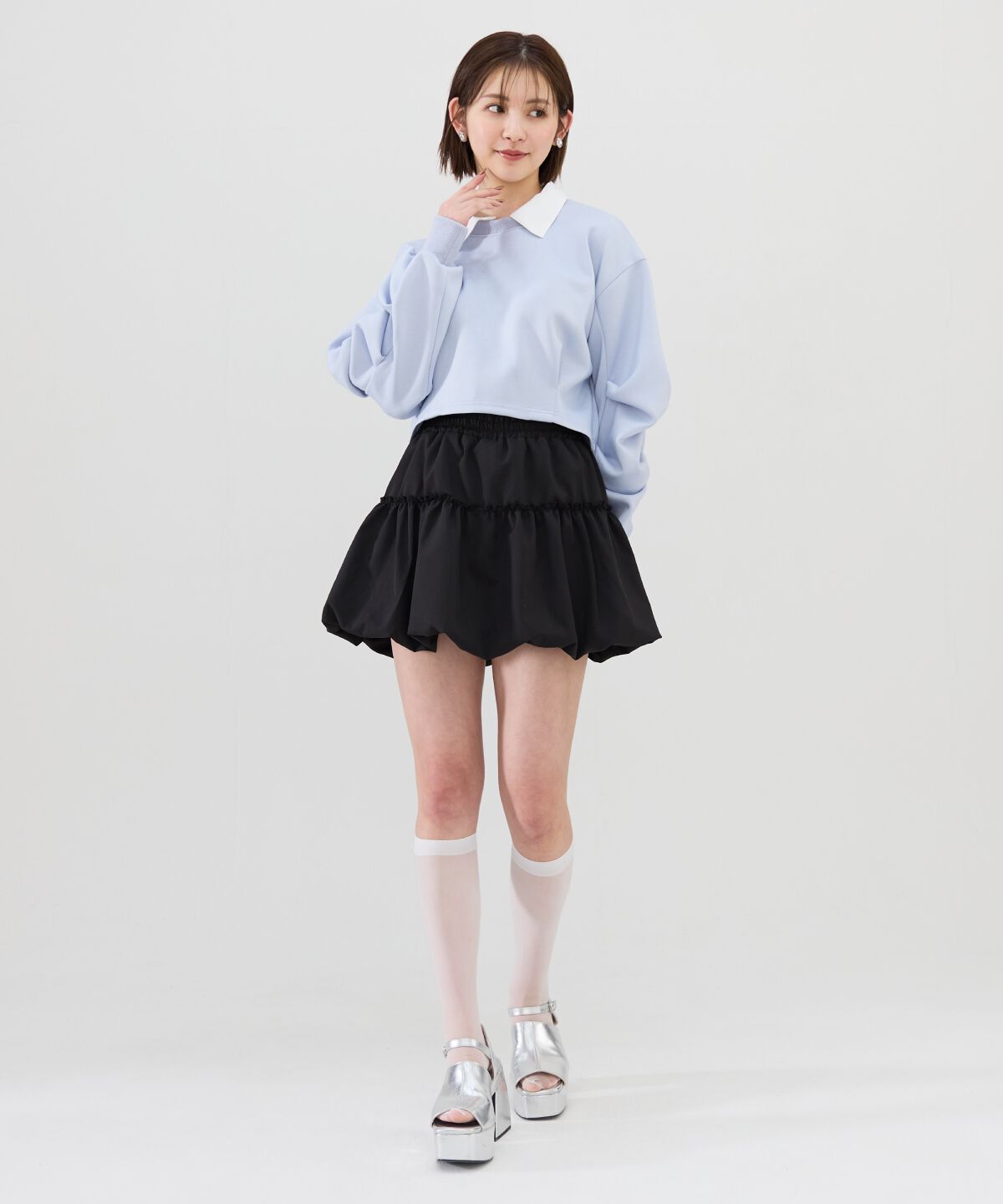 REDYAZEL「襟つきタックスリーブトップス」|Tシャツ・カットソー|