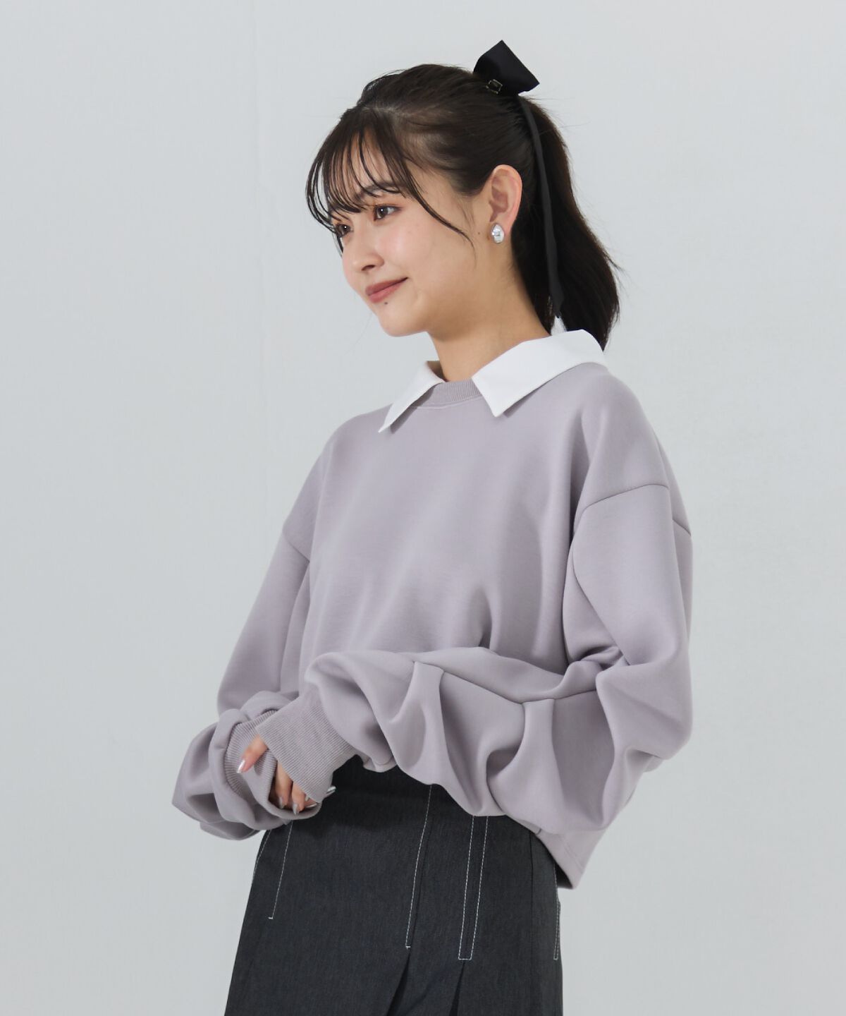 REDYAZEL「襟つきタックスリーブトップス」|Tシャツ・カットソー|