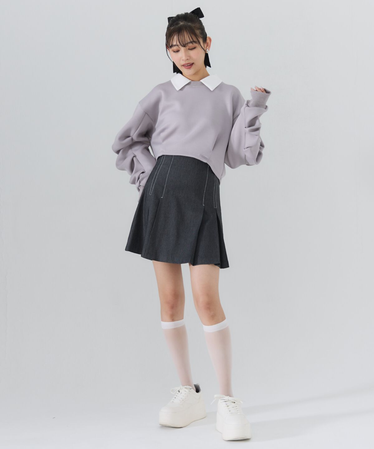 REDYAZEL「襟つきタックスリーブトップス」|Tシャツ・カットソー|