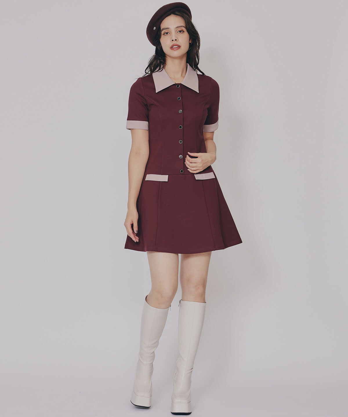 REDYAZEL「バイカラーポンチシャツミニワンピース」|ワンピース|