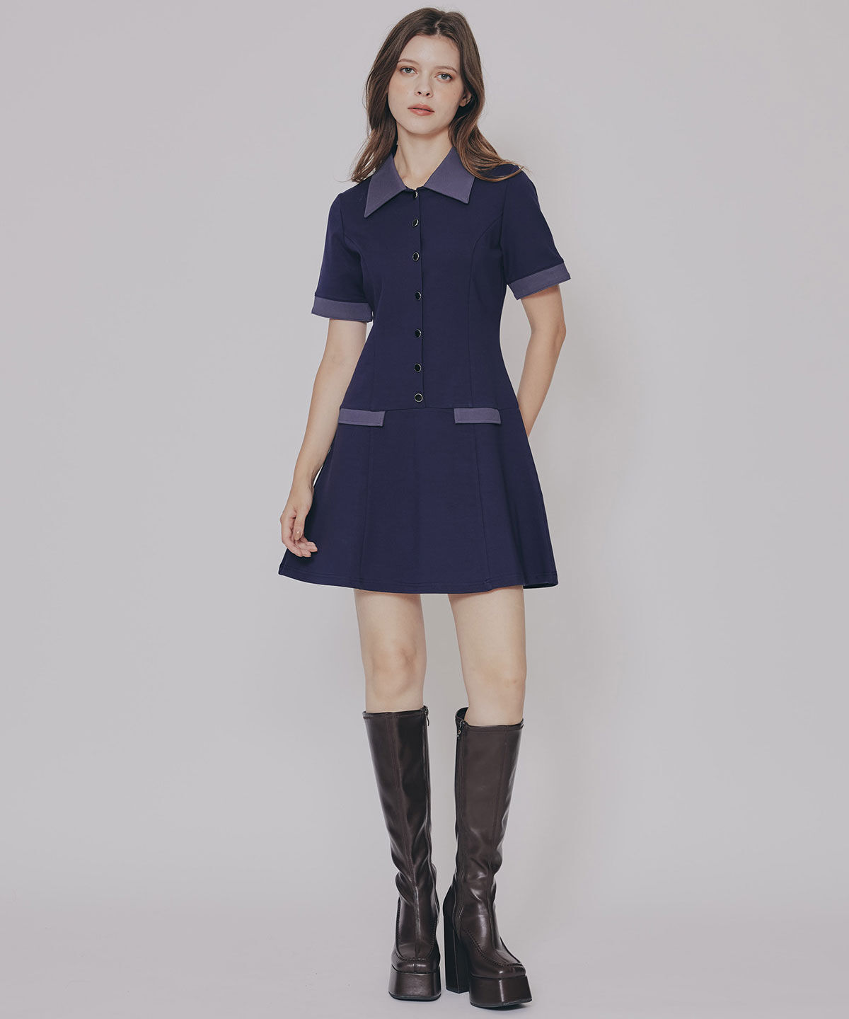 REDYAZEL「バイカラーポンチシャツミニワンピース」|ワンピース|