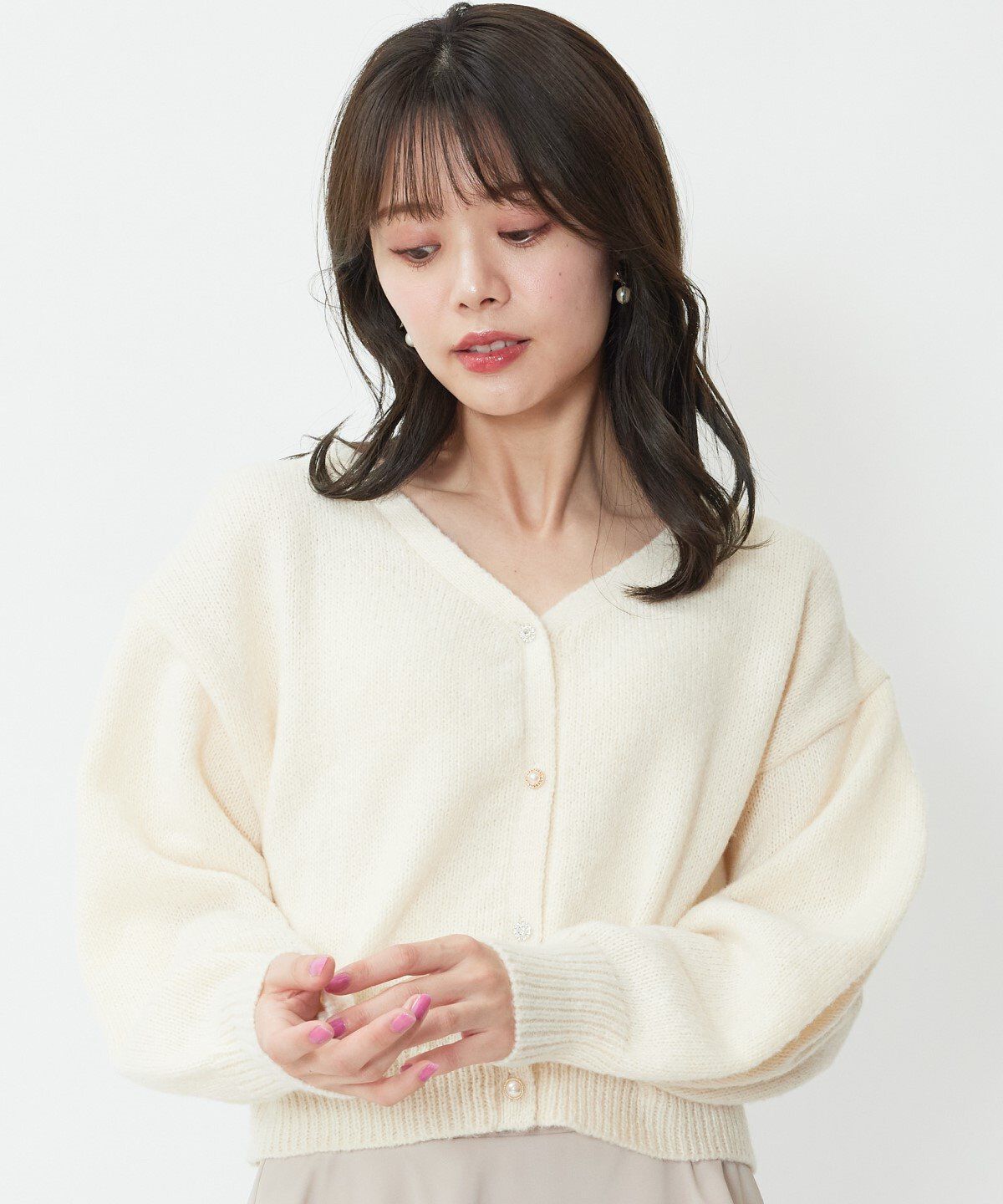 WILLSELECTION「ビジュー釦カーディガン」|カーディガン|