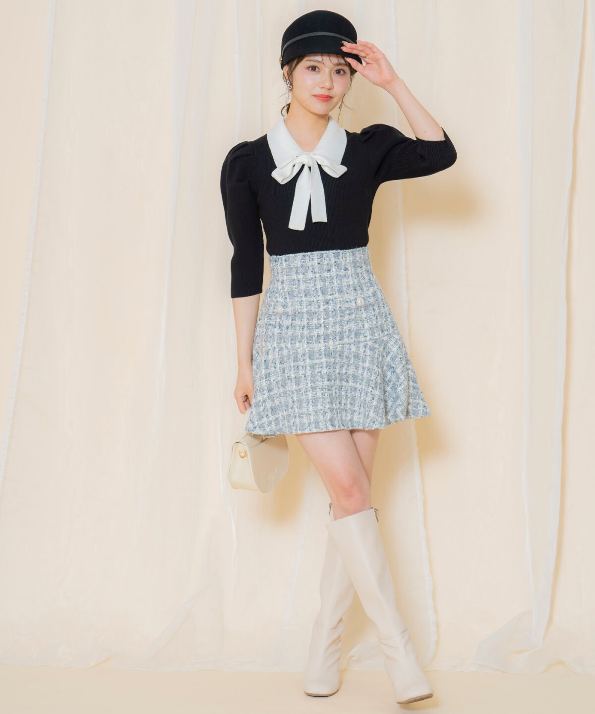 WILLSELECTION「MIXツイードフレアヘムスカート」|フレア|