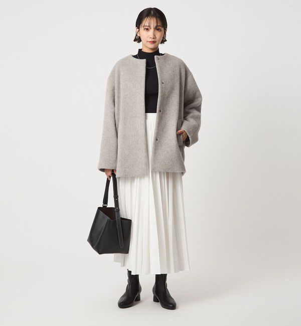 UNITED ARROWS アンゴラビーバー ノーカラー ミドル コート　36 UNITED ARROWS green label relaxing｜[size SHORTあり]アンゴラ