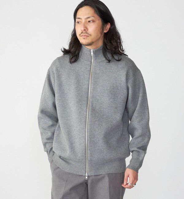 SHIPS「SHIPS: 〈手洗い可能〉 ダブルフェイス コットン カシミヤ スタンドジップ ニット ブルゾン」|カーディガン|