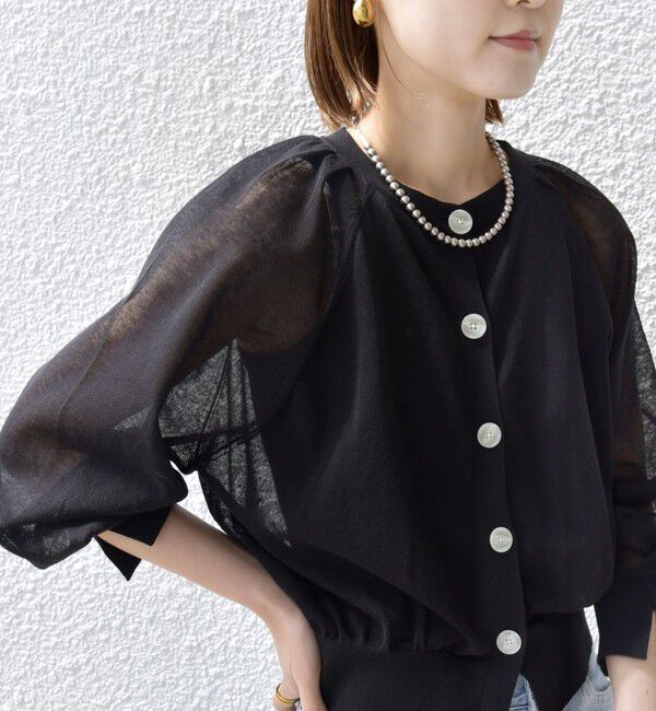 SHIPS for women「〈手洗い可能〉2WAY シアー カーディガン」|カーディガン|ブラック