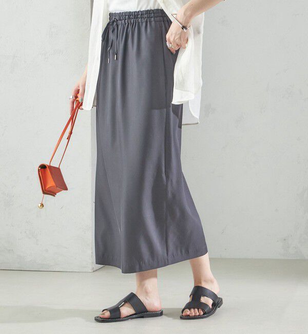 SHIPS for women「〈手洗い可能〉キュプラ混 ツイル ドロスト スカート」|スカート|ダークグレー