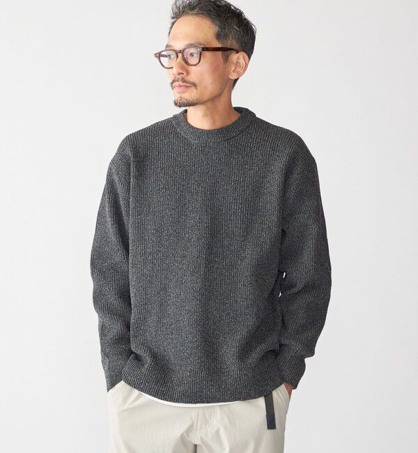 SHIPS「【WEB限定】SHIPS: ビッグシルエット クルーネック レイヤード ニット（ニット+ロンT）」|ニット・セーター|