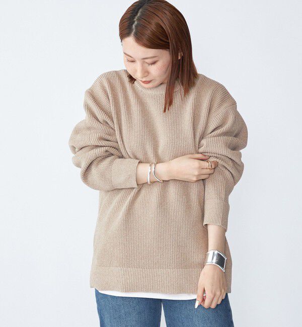 SHIPS「【WEB限定】SHIPS: ビッグシルエット クルーネック レイヤード ニット（ニット+ロンT）」|ニット・セーター|