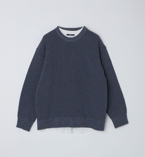 SHIPS「【WEB限定】SHIPS: ビッグシルエット クルーネック レイヤード ニット（ニット+ロンT）」|ニット・セーター|