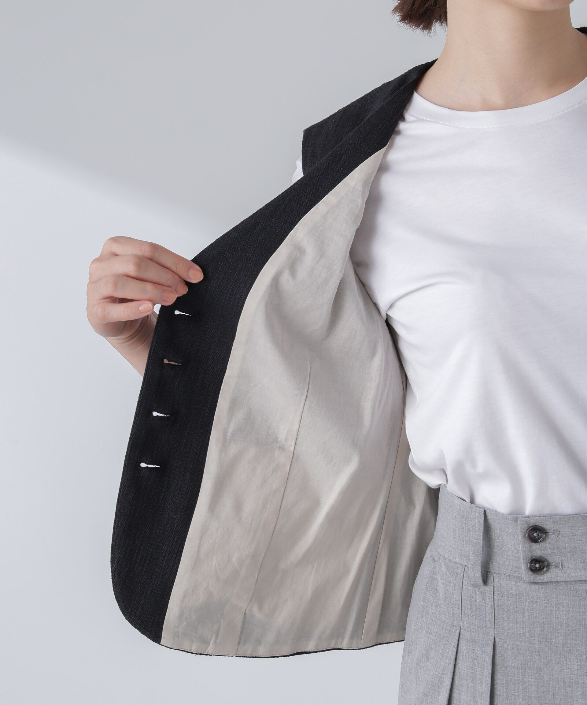 nano･universe「スラブメランジコンパクトジレ（セットアップ可）」|テーラードジャケット|
