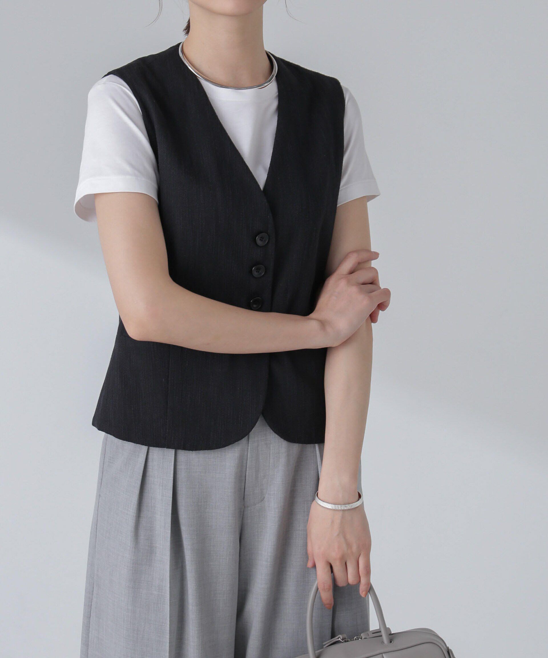 nano･universe「スラブメランジコンパクトジレ（セットアップ可）」|テーラードジャケット|