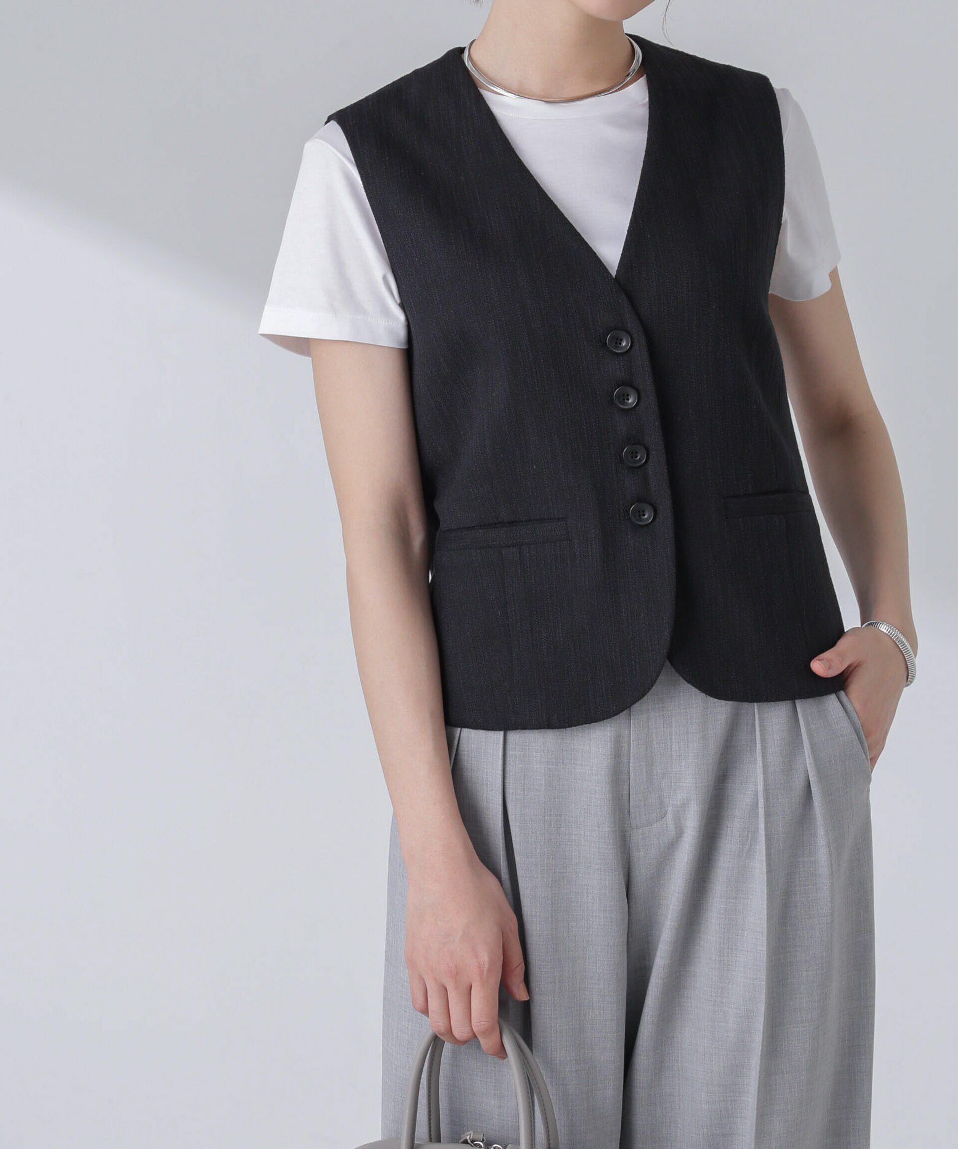 nano･universe「スラブメランジコンパクトジレ（セットアップ可）」|テーラードジャケット|