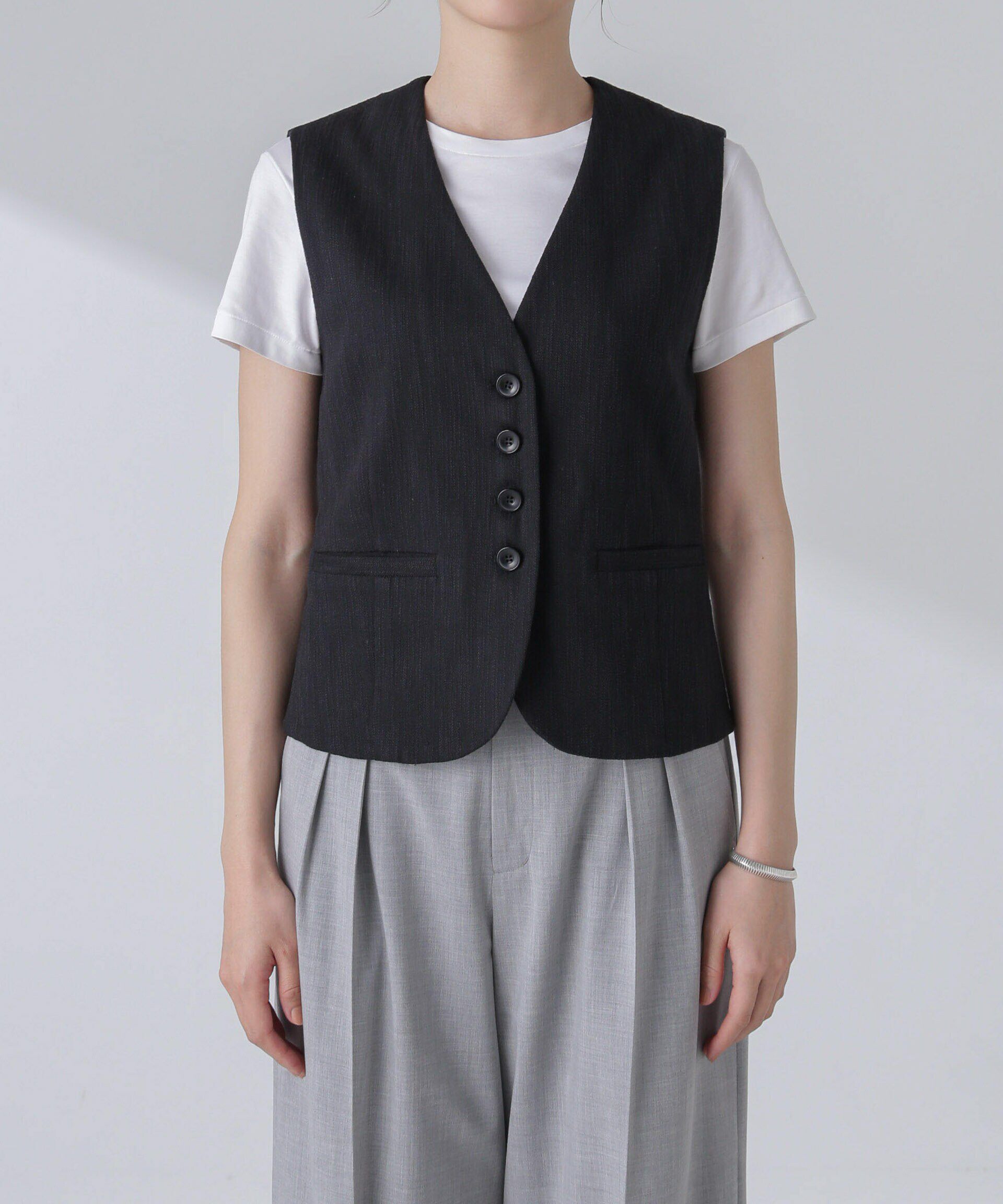 nano･universe「スラブメランジコンパクトジレ（セットアップ可）」|テーラードジャケット|