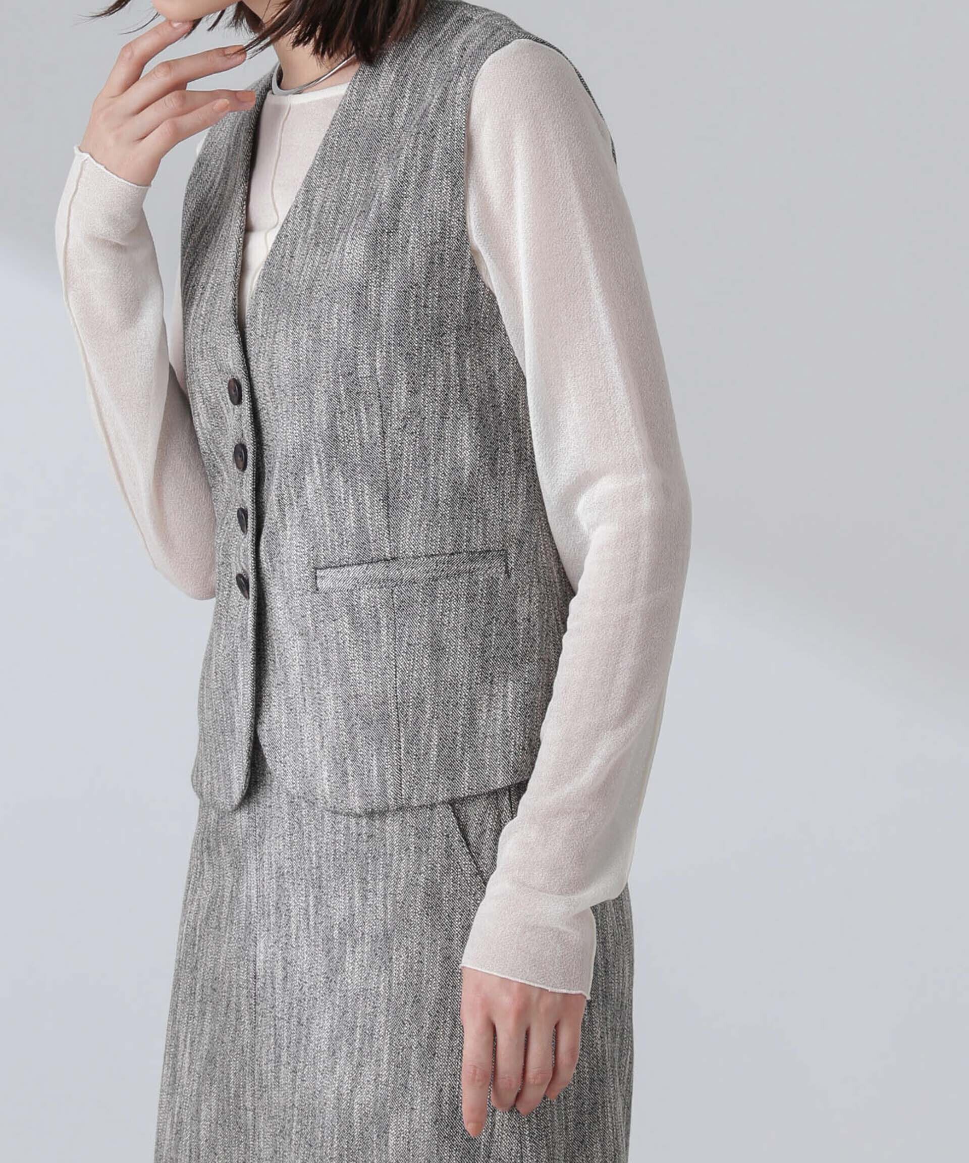 nano･universe「スラブメランジコンパクトジレ（セットアップ可）」|テーラードジャケット|