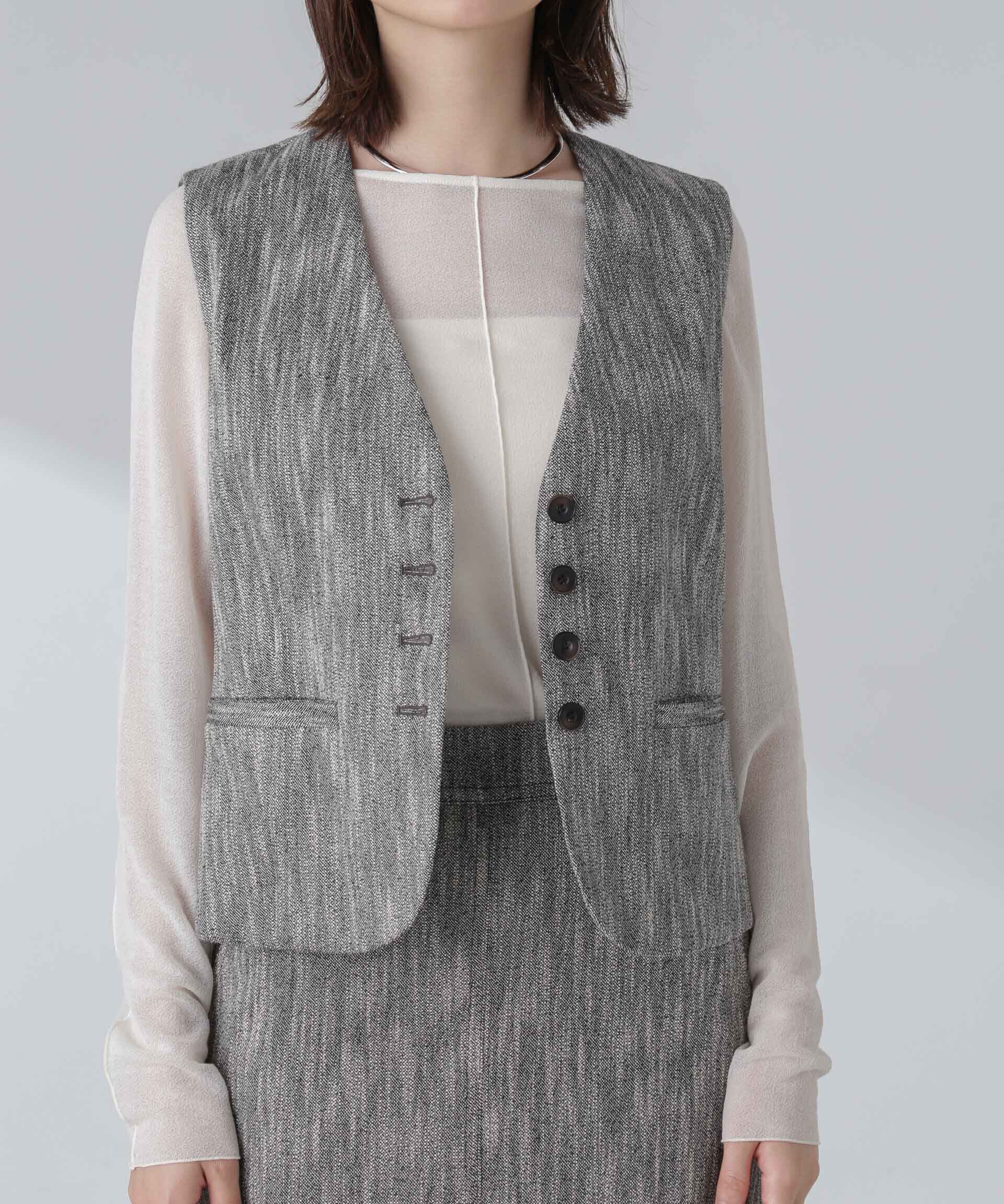 nano･universe「スラブメランジコンパクトジレ（セットアップ可）」|テーラードジャケット|