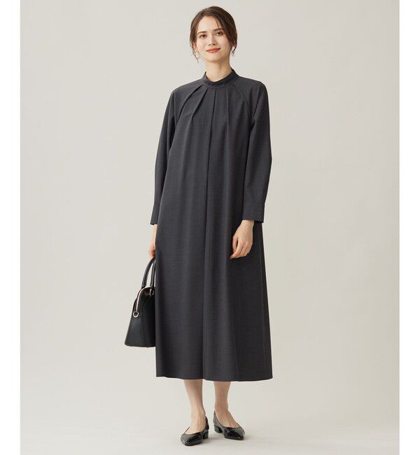 自由区「【洗える】ウーステッドトロ ワンピース」|ワンピース|チャコール