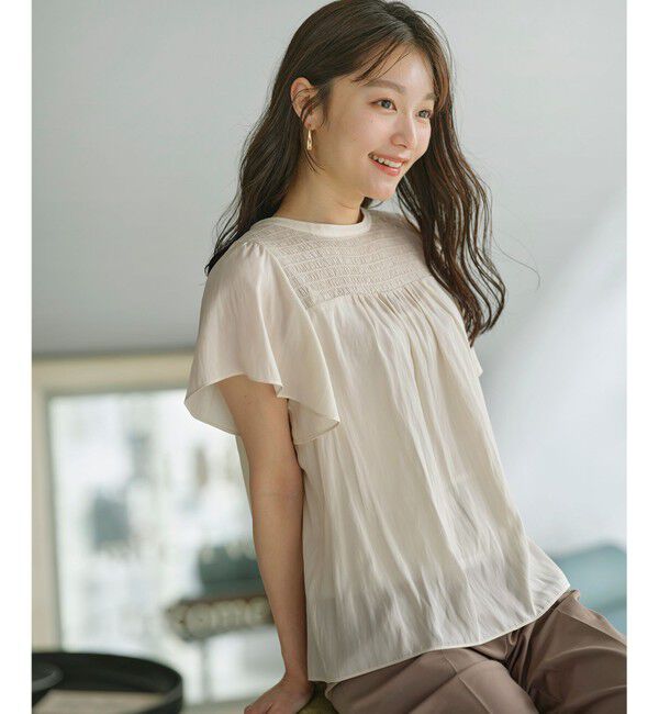 ANY SIS「【洗える】シャーリングツヤ ブラウス」|シャツ・ブラウス|