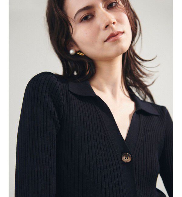 Grace Class「リブポロニットカーディガン」|カーディガン|ブラック