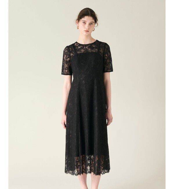 GRACE CONTINENTAL「コードレースフレアドレス」|ドレス|ブラック