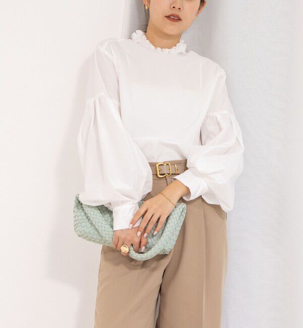 NOLLEY'S「【MARILYN MOON/マリリーンムーン】タックフリルボリュームブラウス」|シャツ・ブラウス|ホワイト