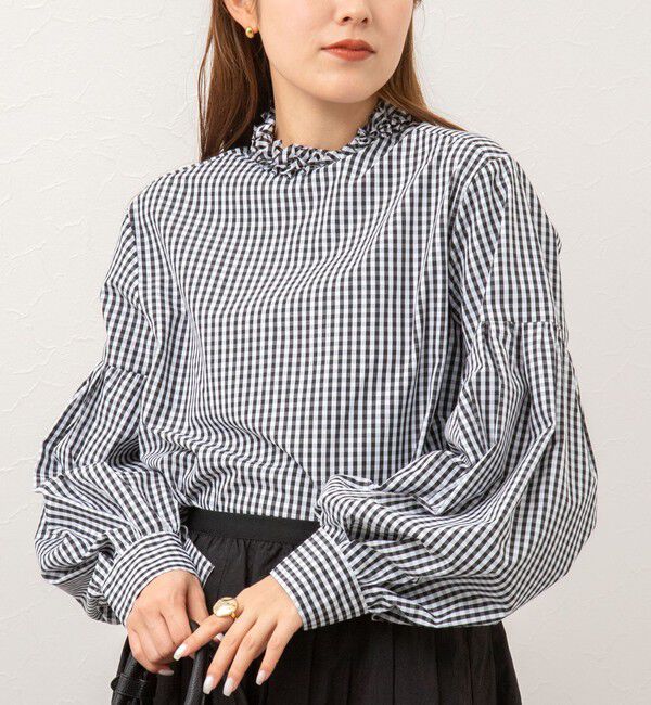 NOLLEY'S「【MARILYN MOON/マリリーンムーン】タックフリルボリュームブラウス」|シャツ・ブラウス|ブラック系その他