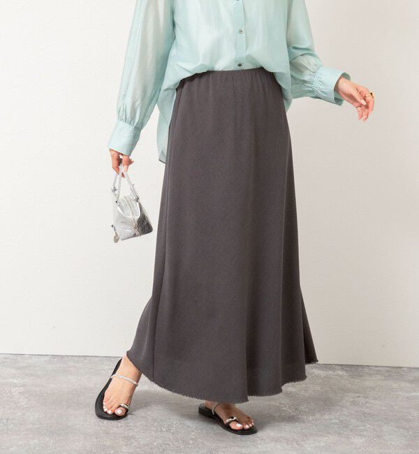 NOLLEY'S「ウォッシャブル綿麻スラブナロースカート」|スカート|チャコールグレー
