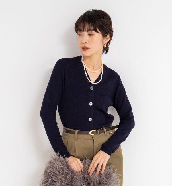 NOLLEY'S「《手洗い可能》16GマレーリブVネックカーディガン」|カーディガン|