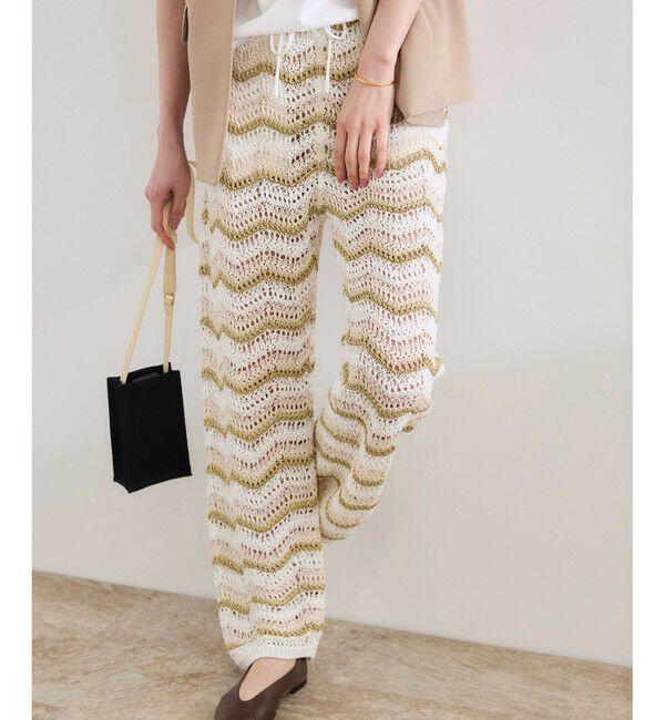 ROPE「【COOHEM（コーヘン）】ZIGZAG SUKASHI KNIT PANTS【WEB・一部店舗限定】【一部別注カラー】/洗える」|チノ|ゴールド(90)