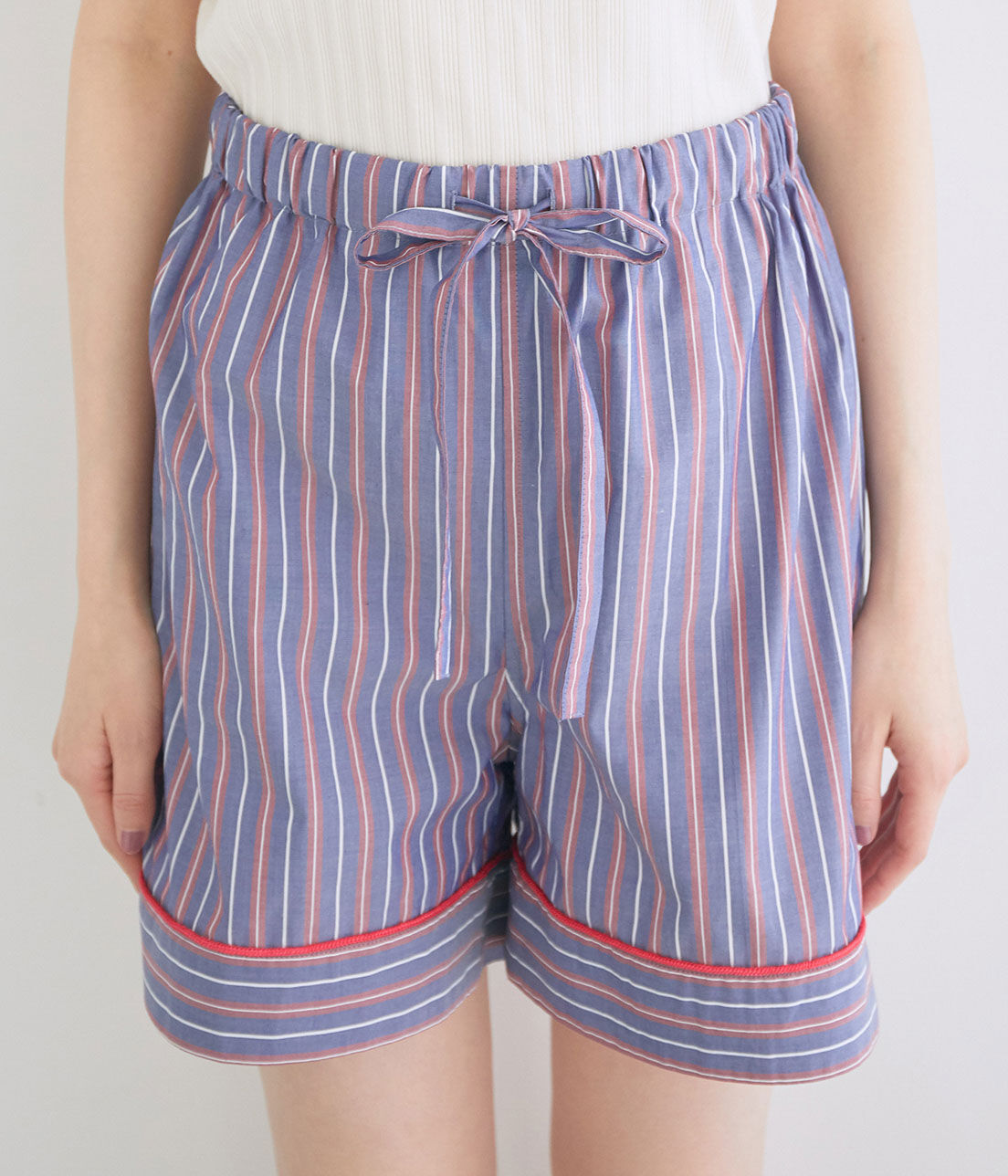 VIS「【鎌倉シャツ&times;ViSage】【SET】チュニックショートパンツパジャマ」|ルームウェア|