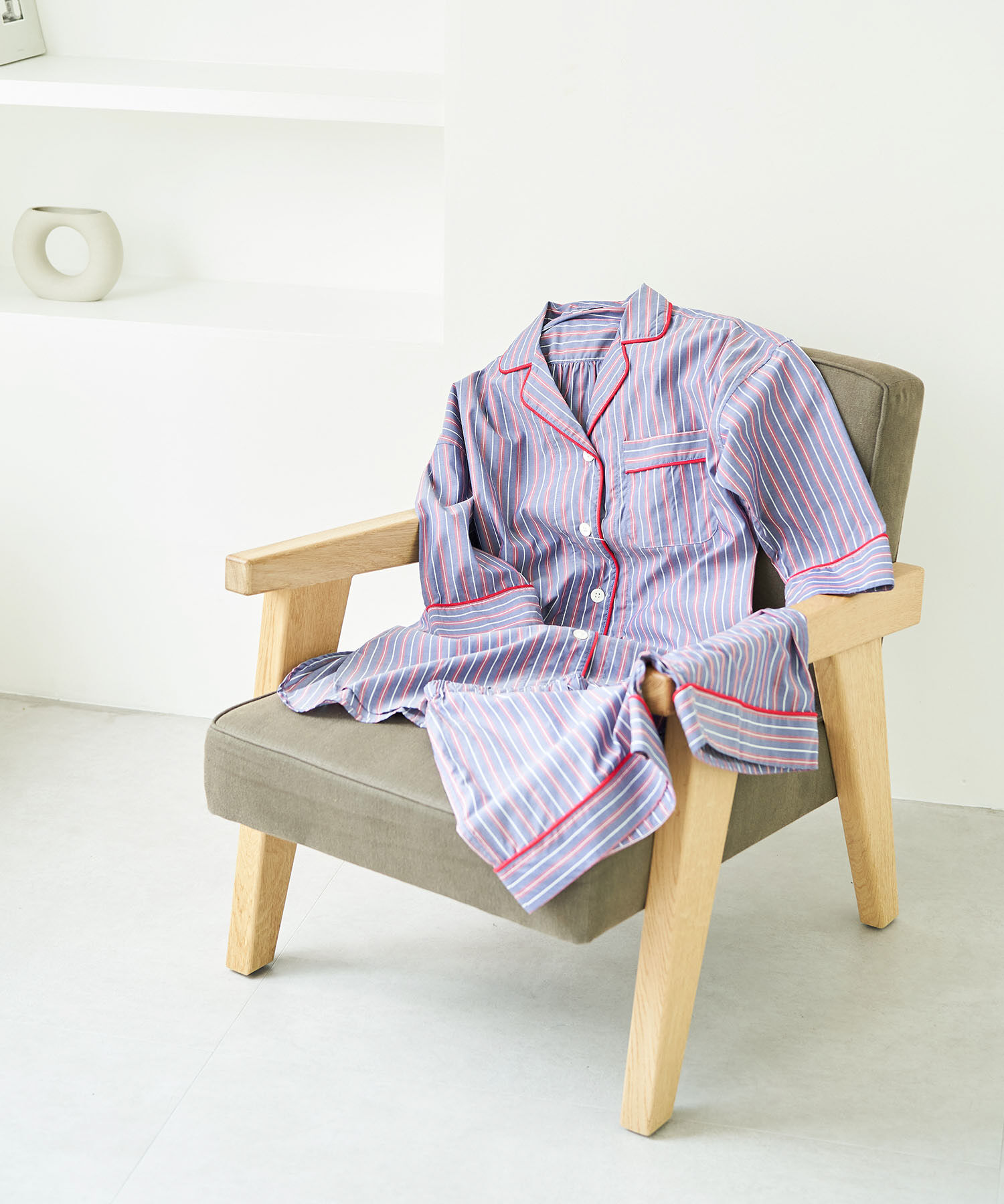 VIS「【鎌倉シャツ&times;ViSage】【SET】チュニックショートパンツパジャマ」|ルームウェア|