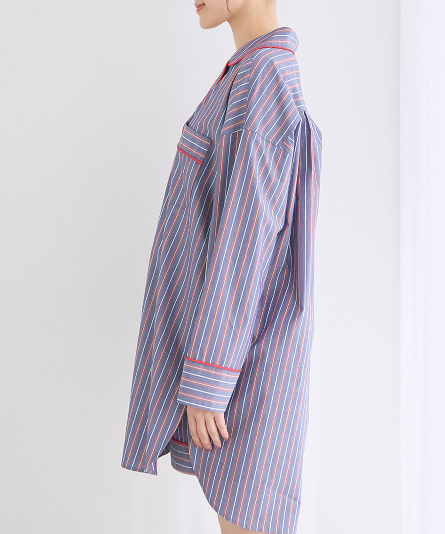 VIS「【鎌倉シャツ&times;ViSage】【SET】チュニックショートパンツパジャマ」|ルームウェア|