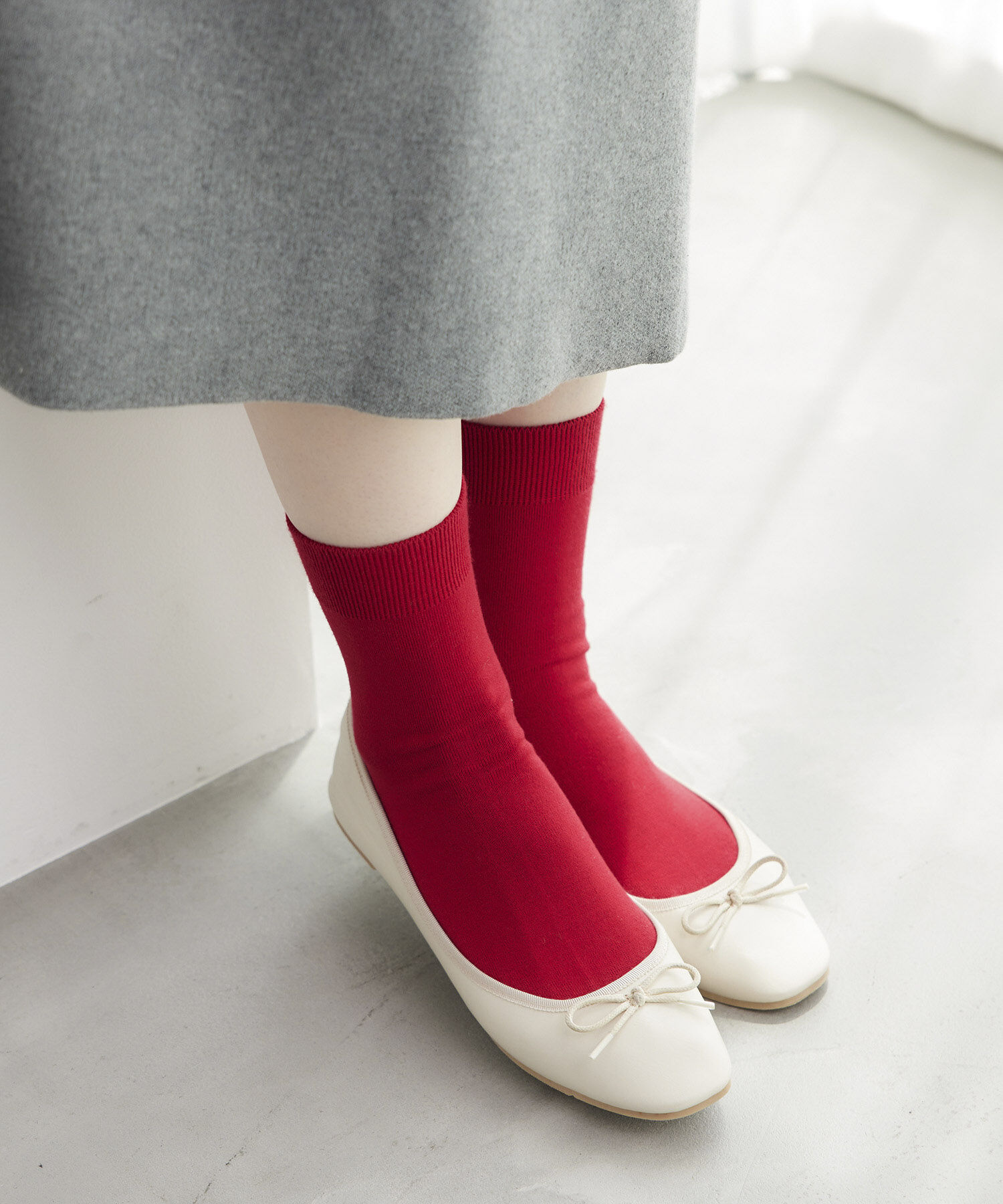 ROPE PICNIC PASSAGE「【一部店舗限定】レーヨンシルケットクルーソックス」|ソックス|