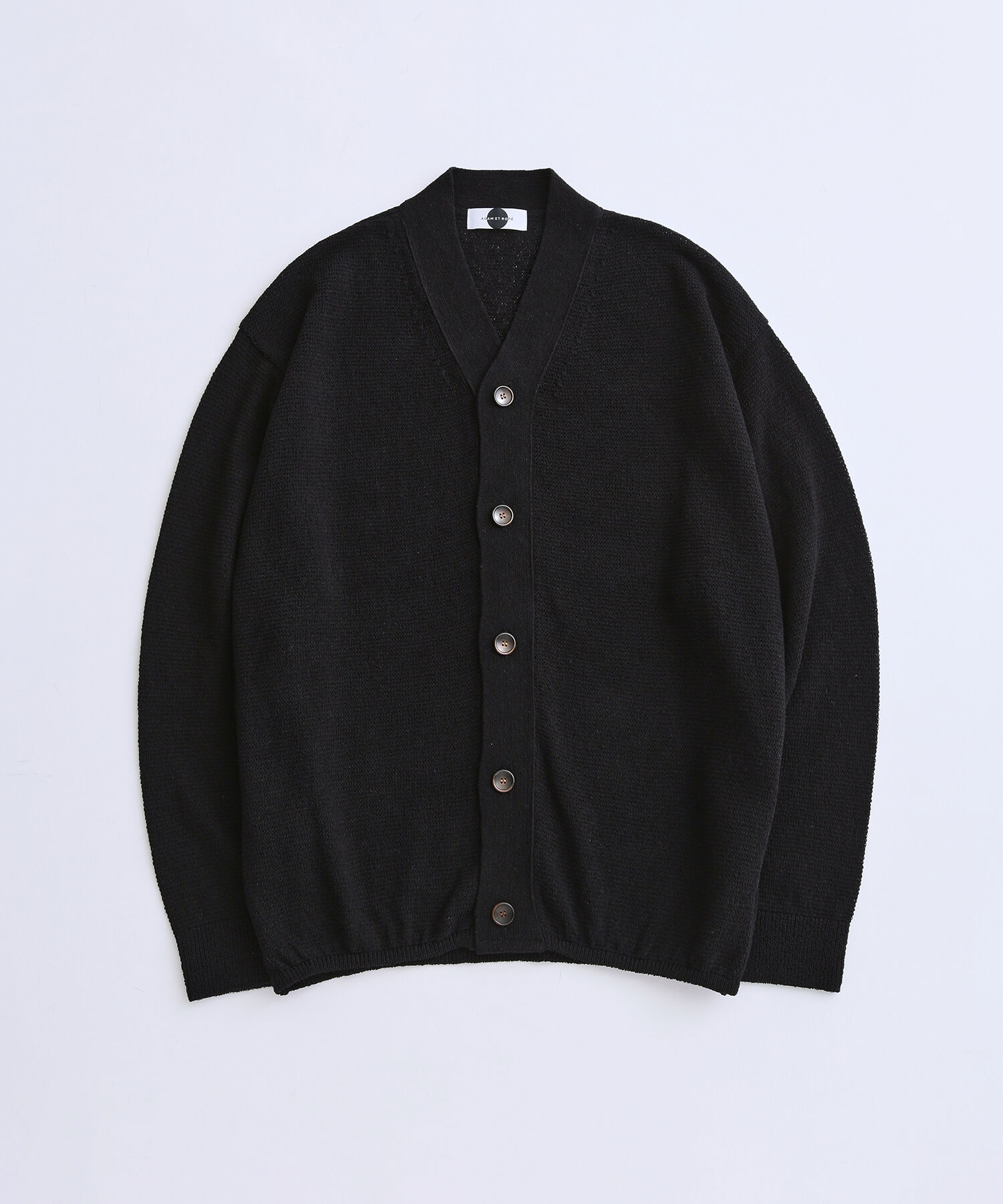 ADAM ET ROPE'「【Made In Japan/メイド イン ジャパン】ドライコットン Vネック カーディガン / ロングシーズン着用可能 /」|カーディガン|ブラック(01)