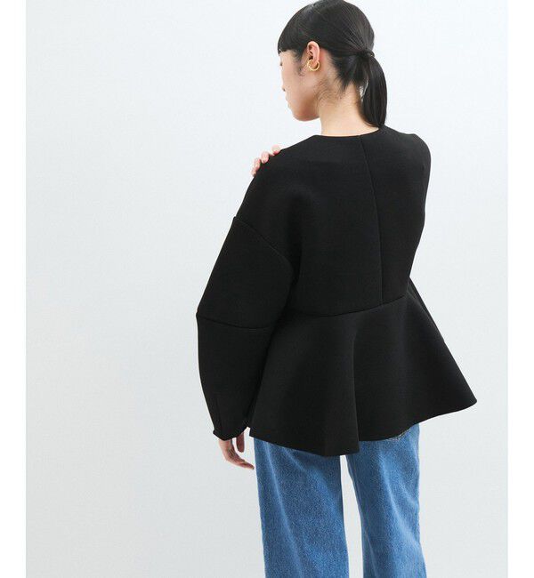 アダムエロペ　エッグブローチ付きペプラムカーディガン　ブラック　新品 エッグブローチ付きペプラムカーディガン（ADAM ET ROPE'）｜ルミネの